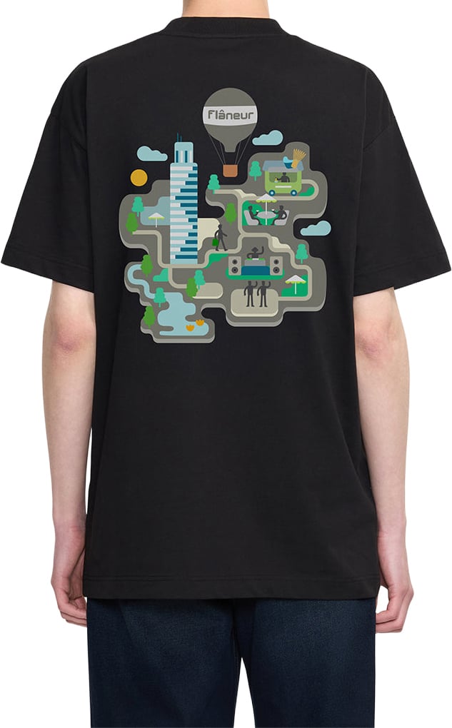 FLÂNEUR Festival Map T-Shirt | Black Zwart