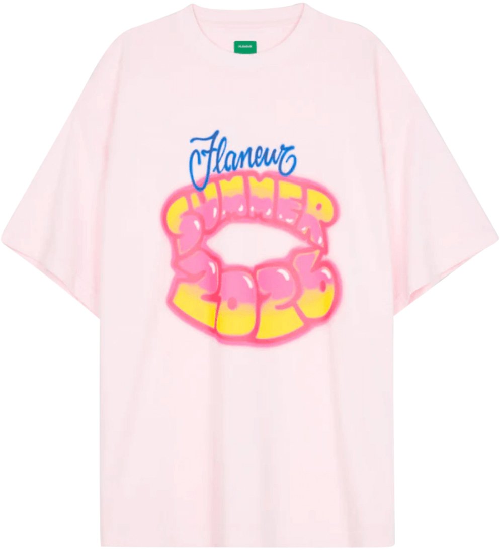 FLÂNEUR Roze zomer T-shirt met airbrushprint Roze