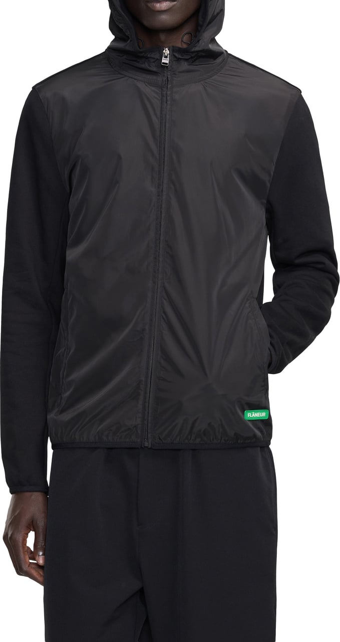 FLÂNEUR Badge Technical Zip-Up | Black Zwart
