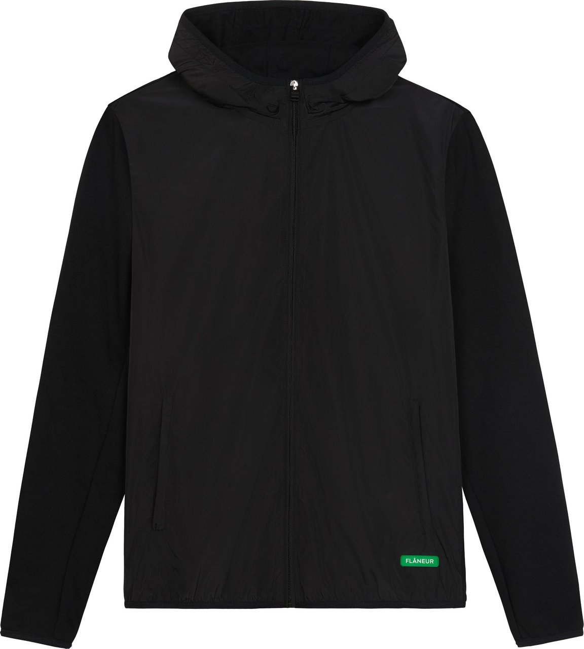 FLÂNEUR Badge Technical Zip-Up | Black Zwart