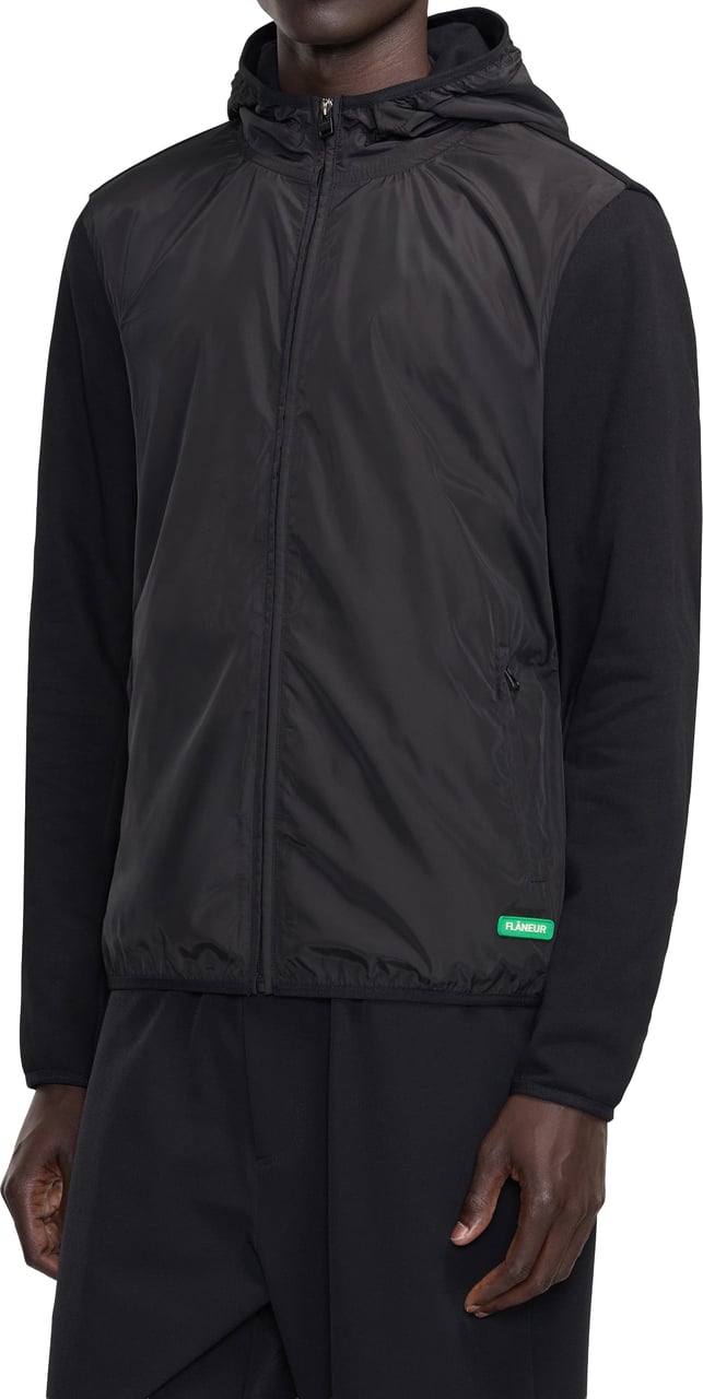 FLÂNEUR Badge Technical Zip-Up | Black Zwart