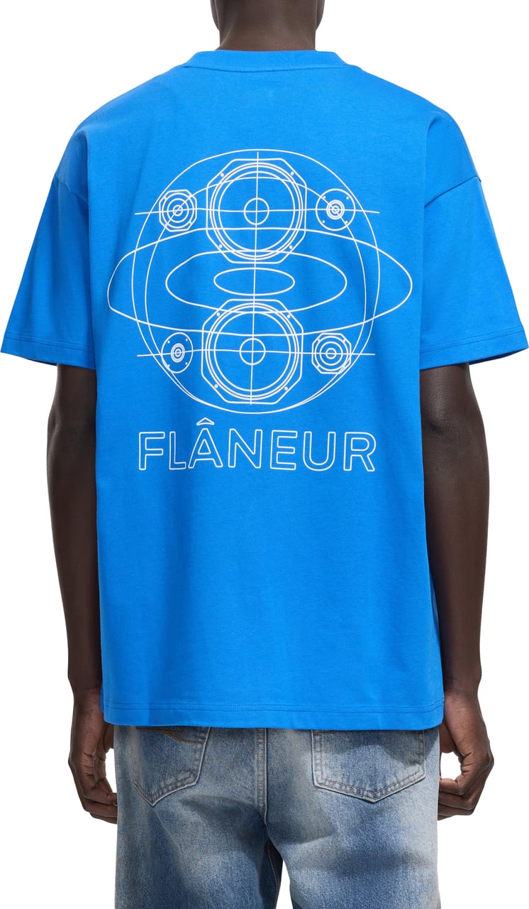 FLÂNEUR Speaker T-Shirt | Blue/White Blauw