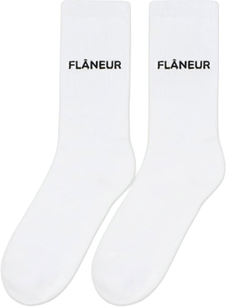 FLÂNEUR Logo Socks | White Wit