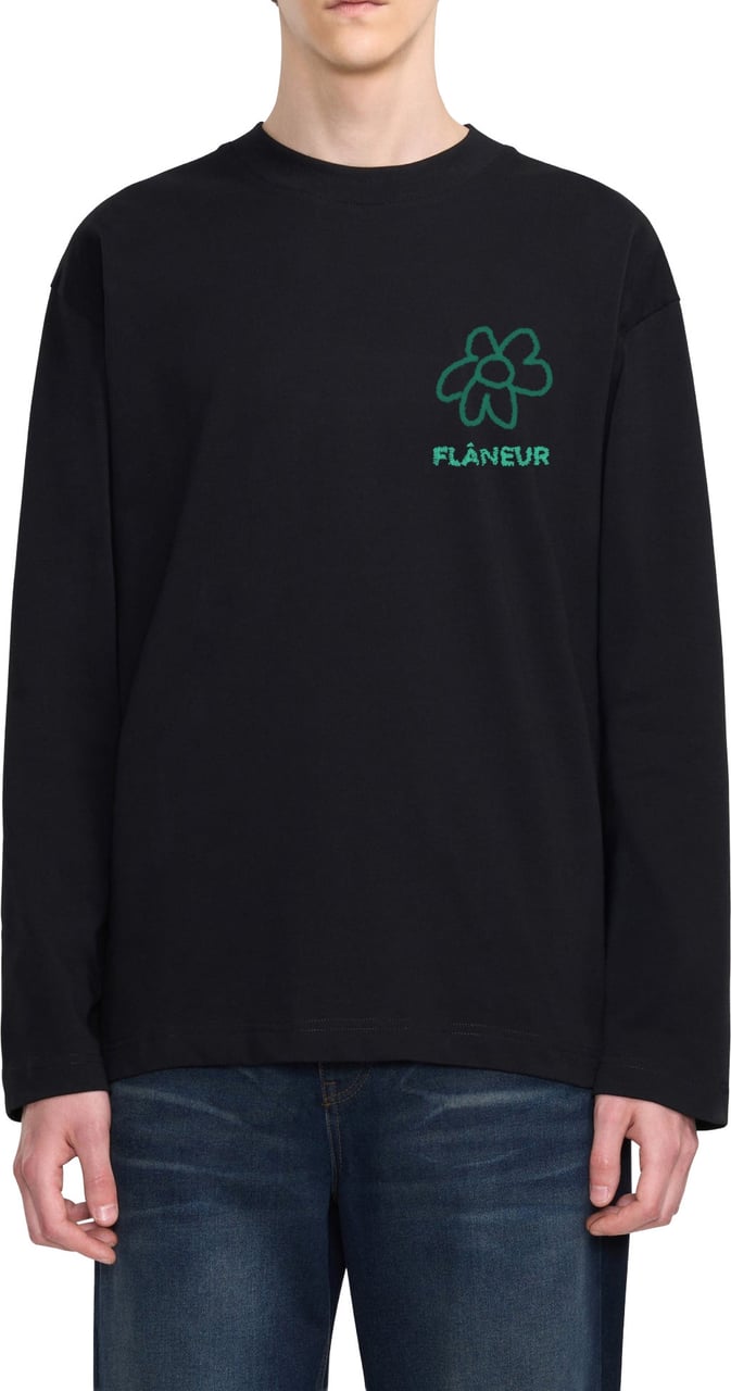 FLÂNEUR Flower Doodle Long Sleeve | Black Zwart