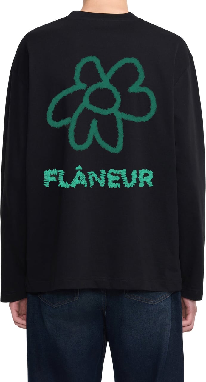 FLÂNEUR Flower Doodle Long Sleeve | Black Zwart