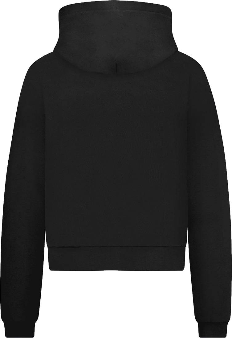 FLÂNEUR Embossed Zip-Up Hoodie | Black Zwart