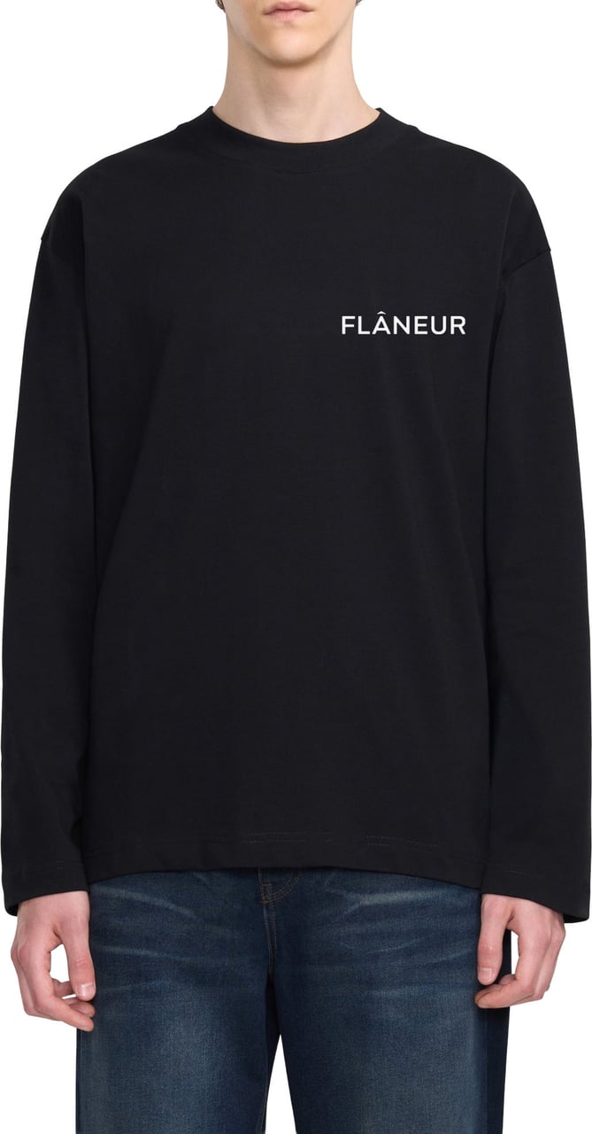 FLÂNEUR Double Logo Long Sleeve | Black Zwart