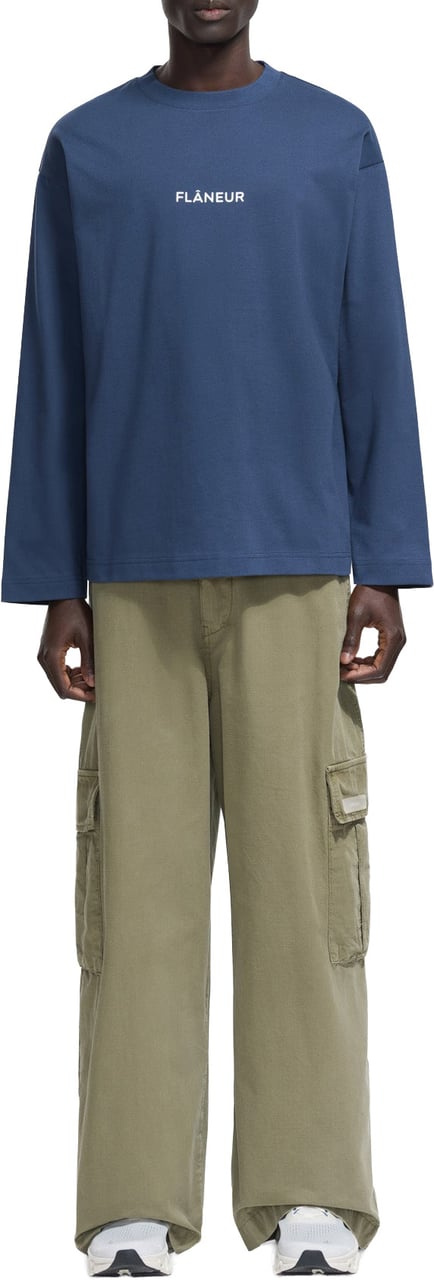 FLÂNEUR Box Logo Long Sleeve | Blue Spellbound Blauw