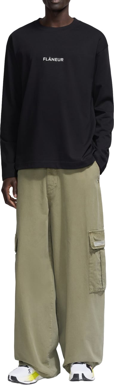 FLÂNEUR Box Logo Long Sleeve | Black Zwart