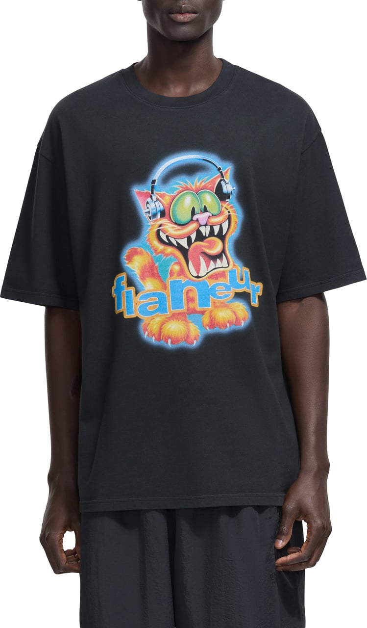 FLÂNEUR Record Label T-Shirt | Black Zwart