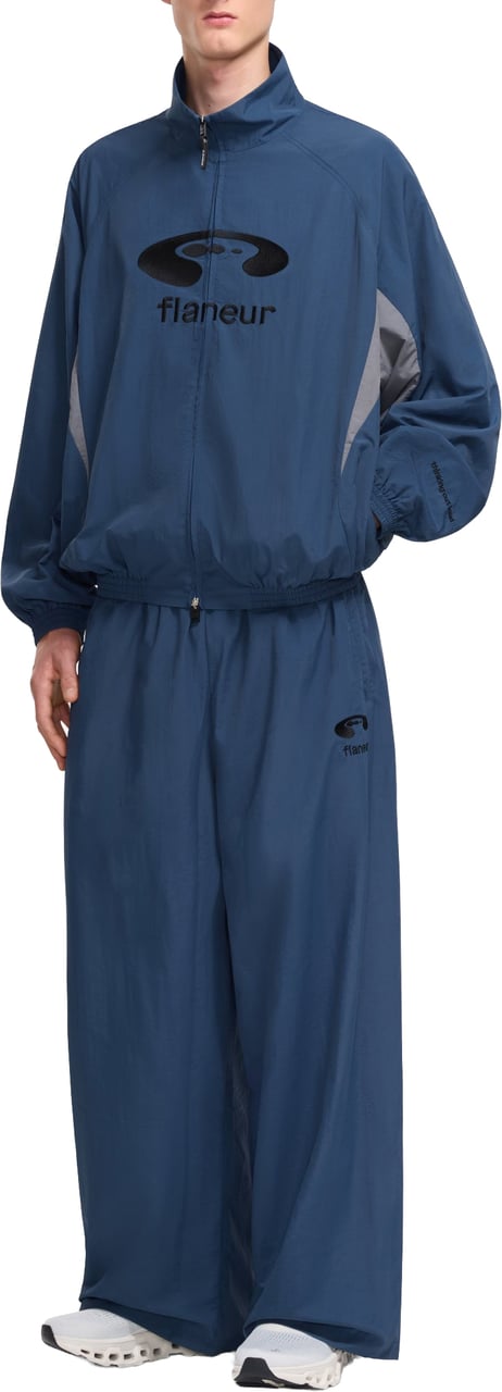FLÂNEUR Flaneur Music Paneled Track Jacket | Navy Blauw