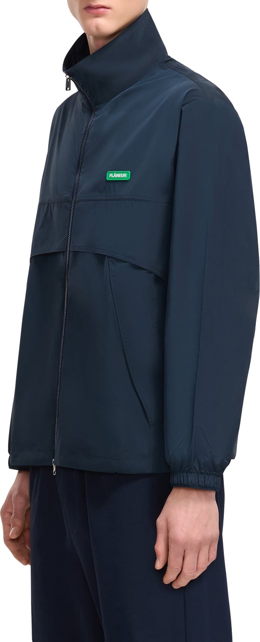 FLÂNEUR Badge Track Jacket | Navy Blauw