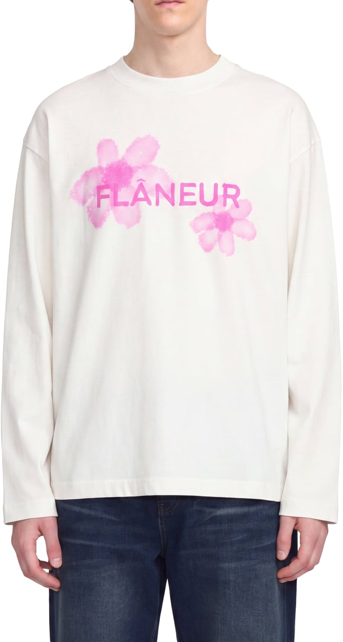 FLÂNEUR Floral Watercolor Long Sleeve | White Pink Wit