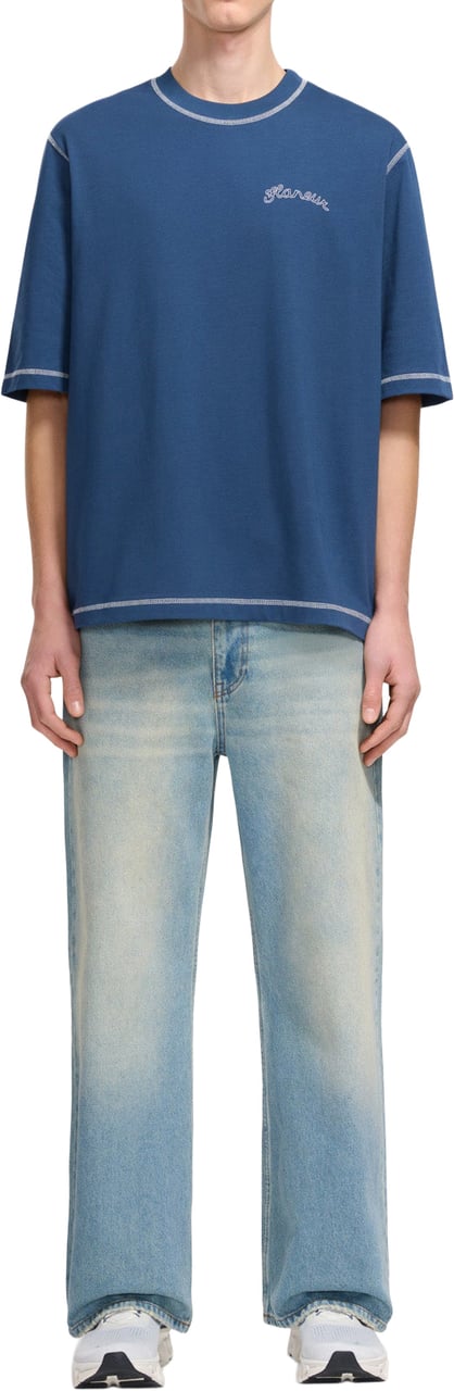 FLÂNEUR Signature Outline T-Shirt | Navy Blauw