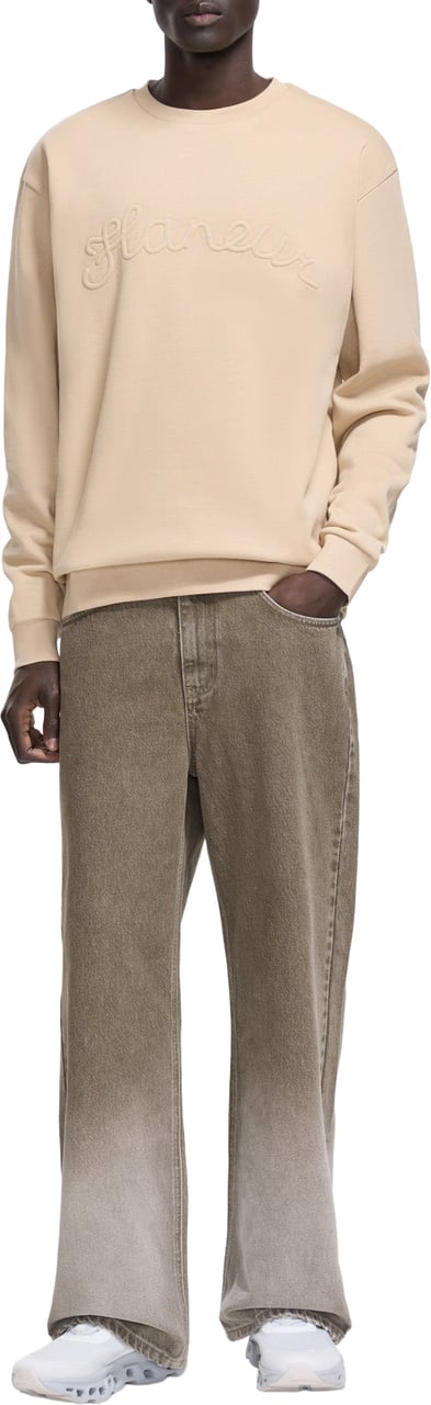 FLÂNEUR Signature Outline Sweater Embossed Logo | Creme Beige