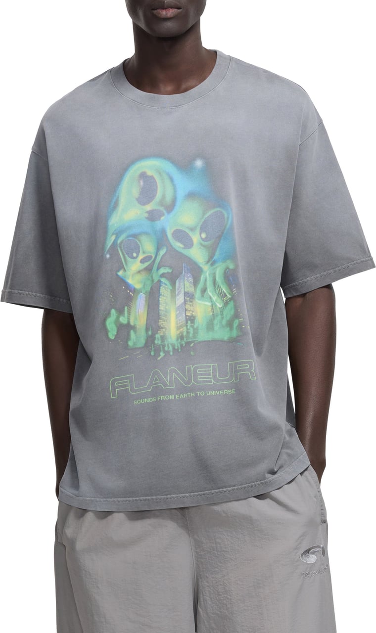 FLÂNEUR City Aliens T-Shirt | Black Zwart