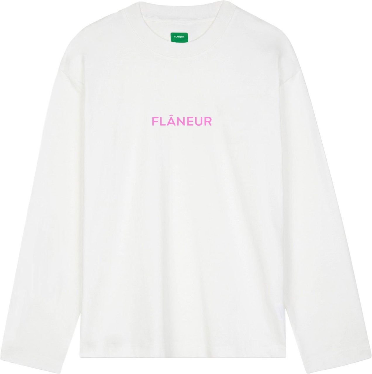 FLÂNEUR Box Logo Long Sleeve | White Pink Wit