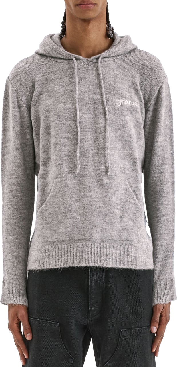 FLÂNEUR Signature Knit Hoodie | Grey Grijs