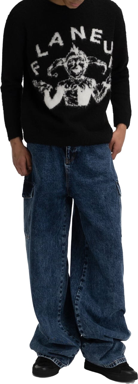 FLÂNEUR Wide Leg Cargo Jeans | Blue Denim Blauw
