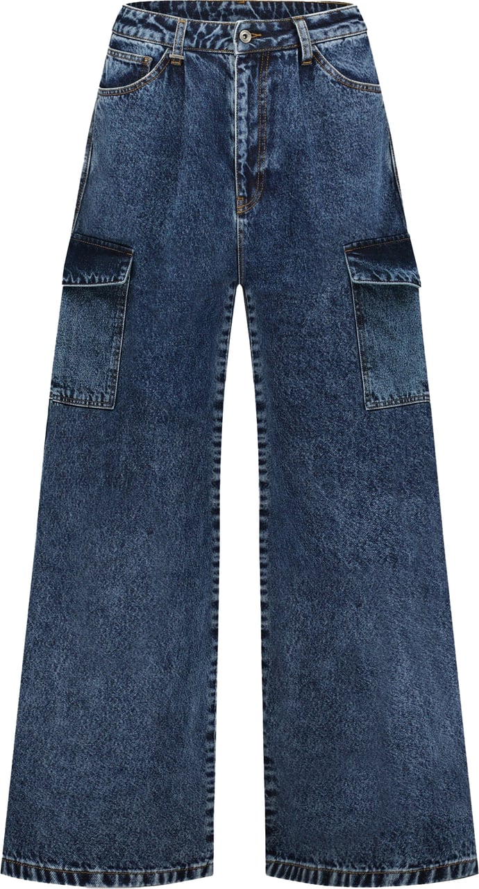 FLÂNEUR Wide Leg Cargo Jeans | Blue Denim Blauw