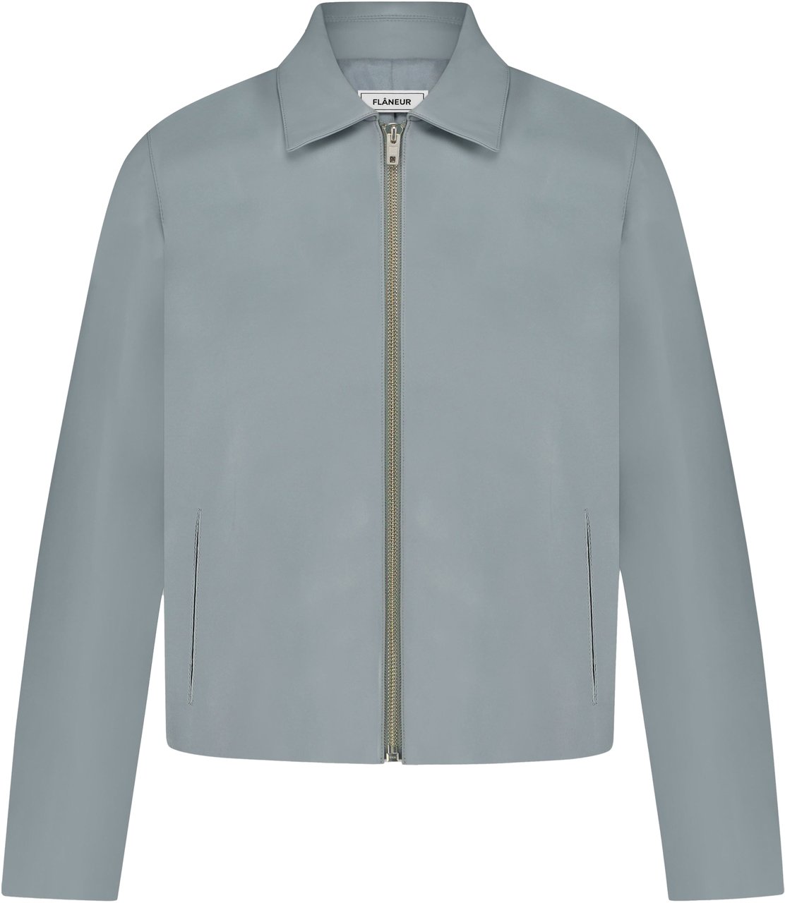 FLÂNEUR Leather Blouson Worker Jacket | Light Blue Blauw
