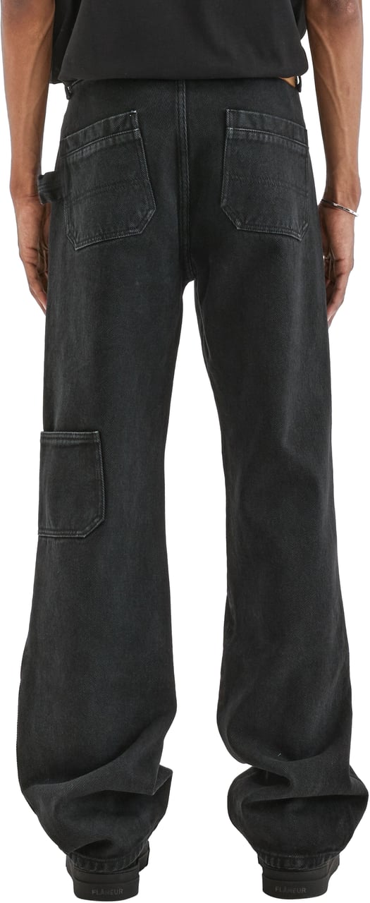 FLÂNEUR Carpenter Straight Jeans | Black Denim Zwart