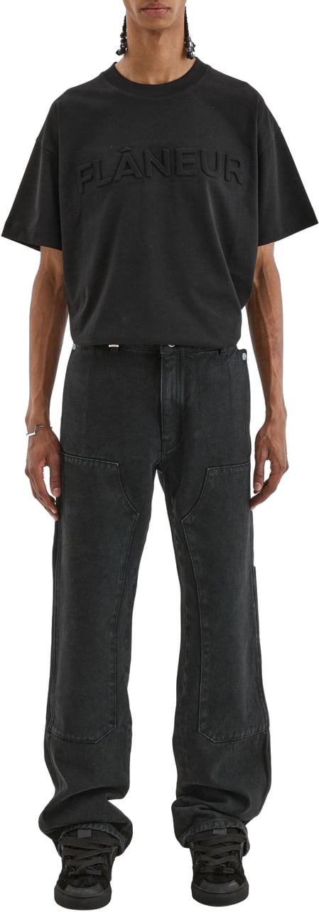 FLÂNEUR Carpenter Straight Jeans | Black Denim Zwart