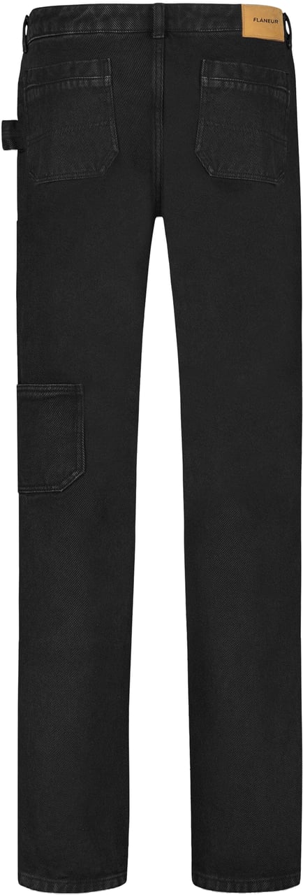 FLÂNEUR Carpenter Straight Jeans | Black Denim Zwart