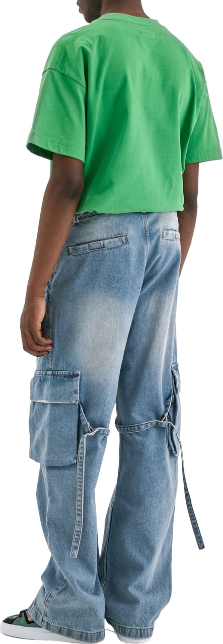 FLÂNEUR Phone Pocket Cargo Pants | Light Blue Denim Blauw