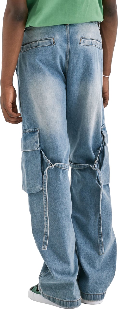 FLÂNEUR Phone Pocket Cargo Pants | Light Blue Denim Blauw