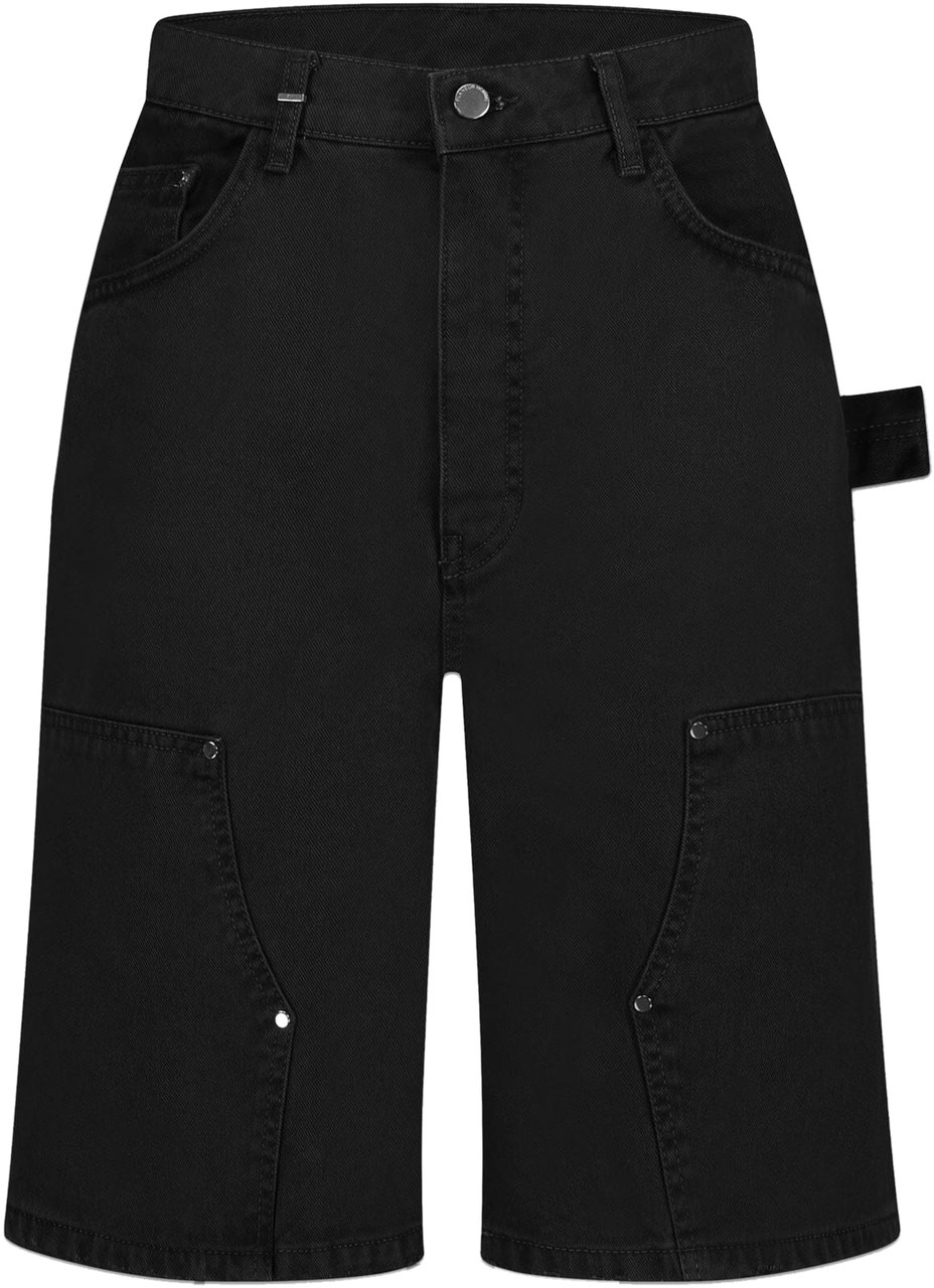 FLÂNEUR Carpenter Short Jeans | Black Zwart