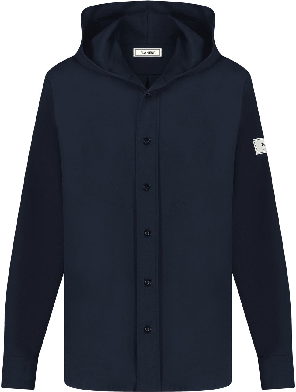 FLÂNEUR Atelier Hooded Shirt | Navy Blauw