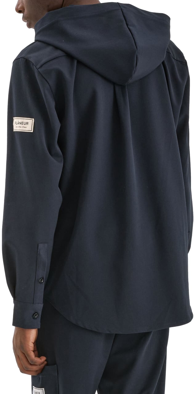 FLÂNEUR Atelier Hooded Shirt | Navy Blauw