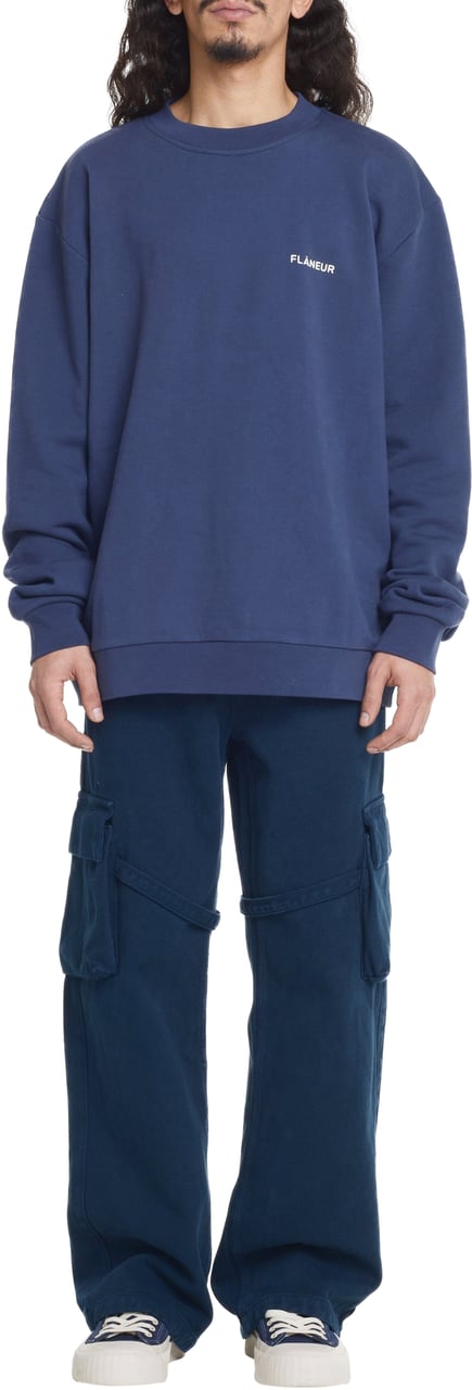 FLÂNEUR Essential Logo Sweater | Deep Blue Blauw