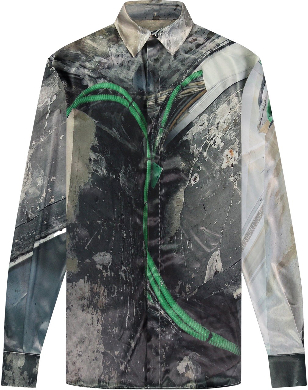 FLÂNEUR Hooded Street Image Viscose Shirt | Multi Divers