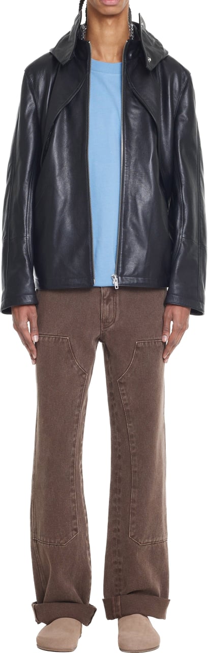 FLÂNEUR Leather Balaclava Jacket | Black Zwart