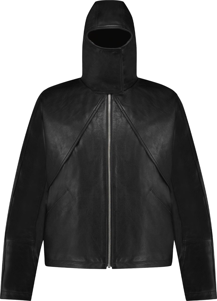FLÂNEUR Leather Balaclava Jacket | Black Zwart
