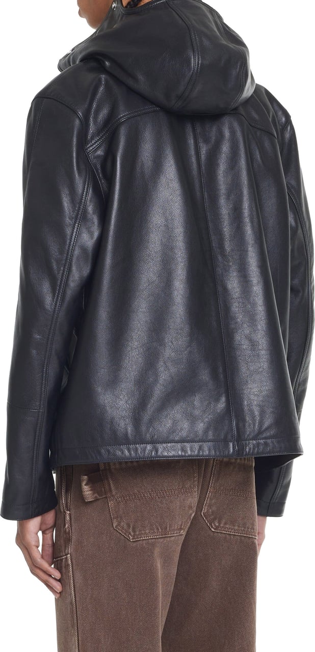 FLÂNEUR Leather Balaclava Jacket | Black Zwart