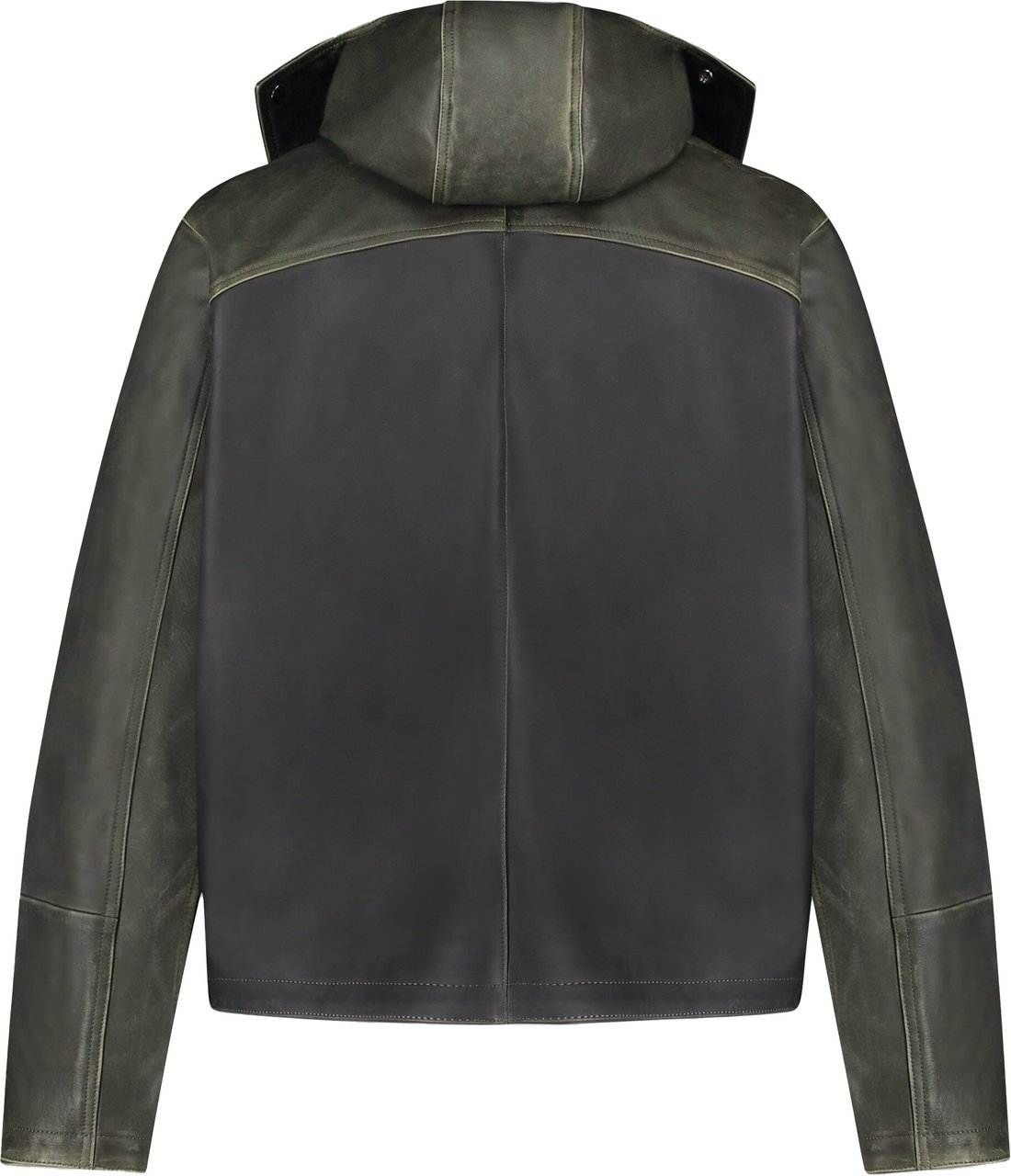 FLÂNEUR Leather Balaclava Jacket | Green/Brown Groen