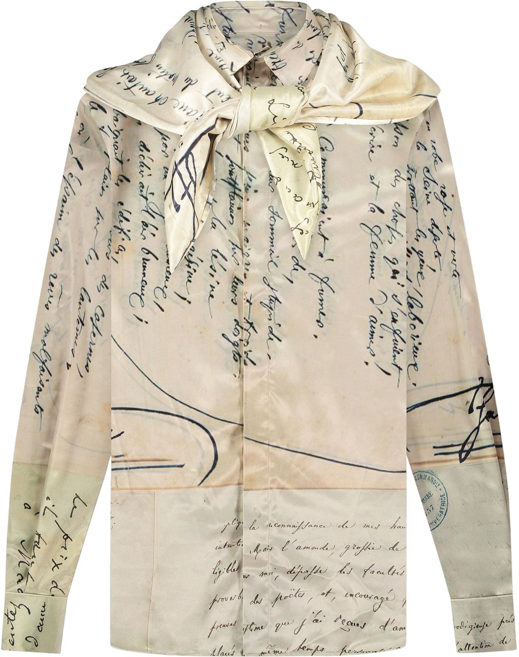 FLÂNEUR Letter Viscose Shirt | Beige Beige