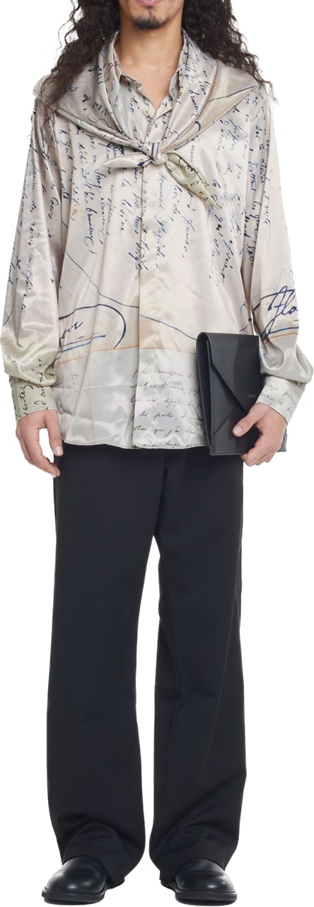 FLÂNEUR Letter Viscose Shirt | Beige Beige