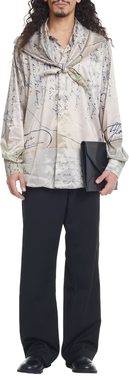 FLÂNEUR Letter Viscose Shirt | Beige Beige