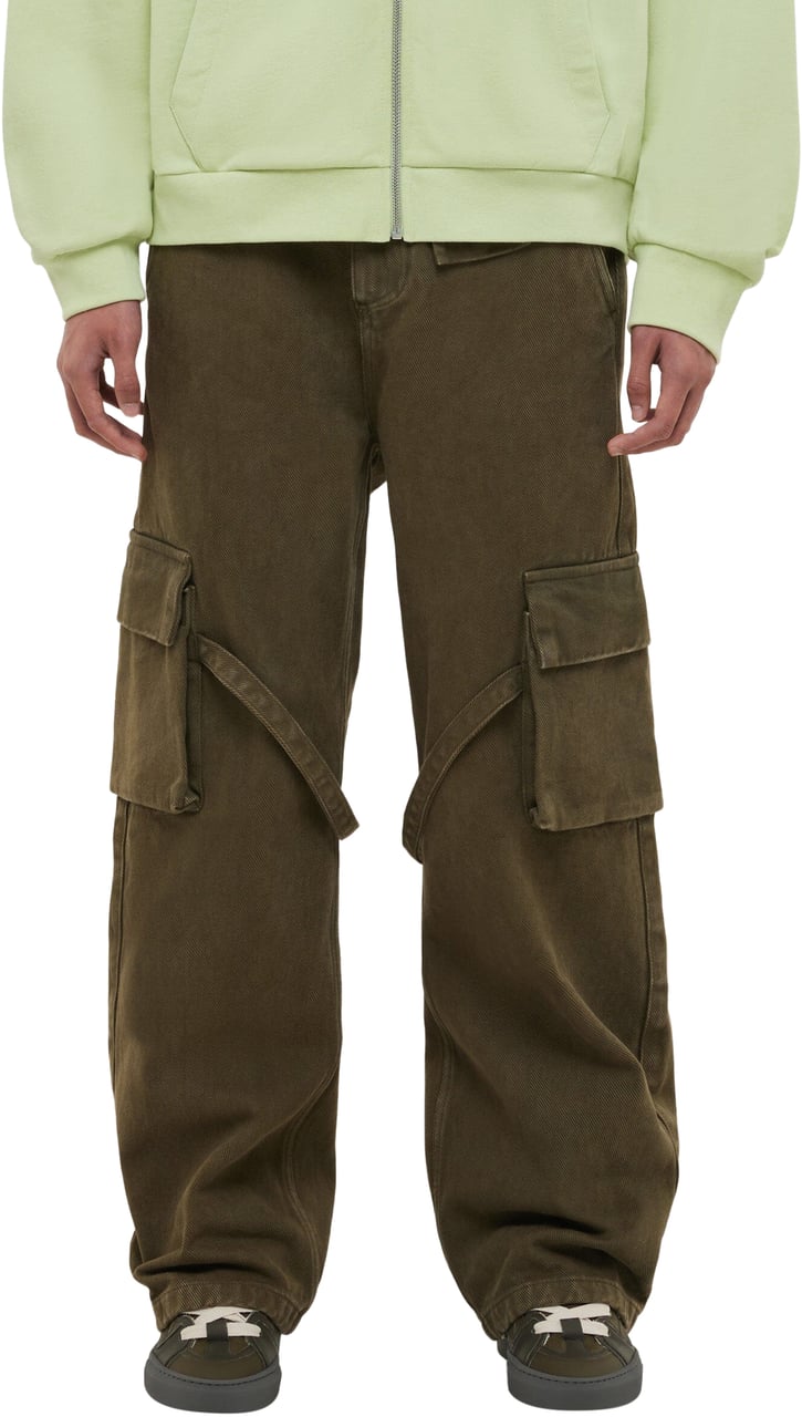 FLÂNEUR Phone Pocket Cargo Trousers | Army Green Groen