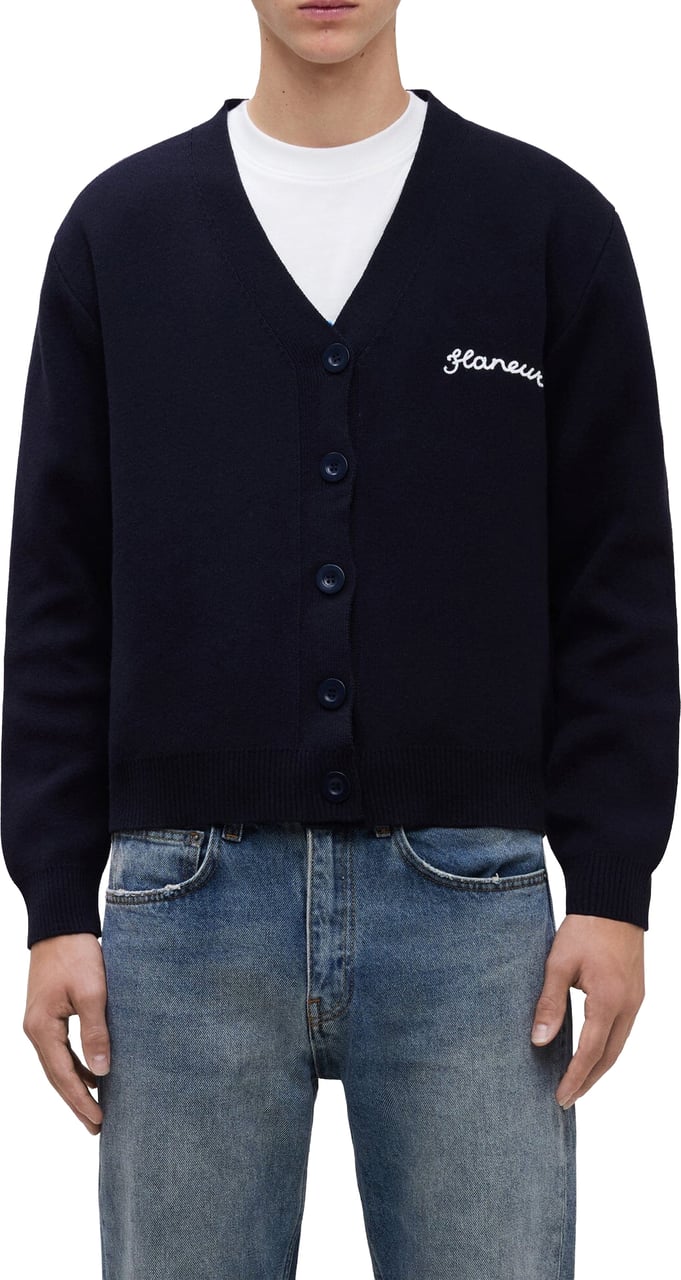 FLÂNEUR Signature Cardigan | Navy Blauw