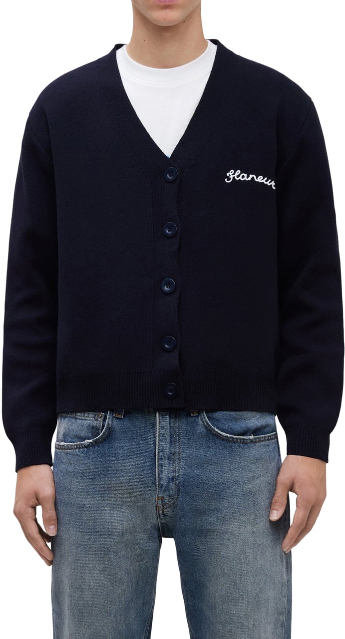 FLÂNEUR Signature Cardigan | Navy Blauw