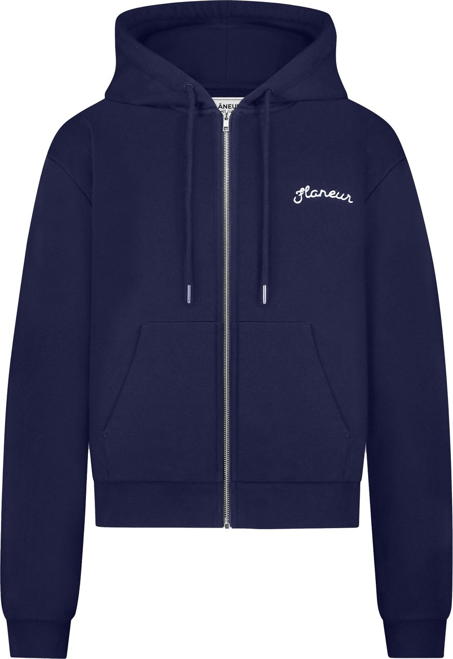 FLÂNEUR Signature Zip-Up Hoodie | Navy Blauw