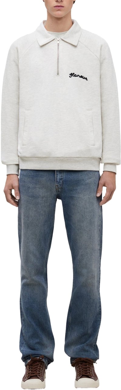 FLÂNEUR Signature Raglan Half Zip | Heather Cool Grey Grijs