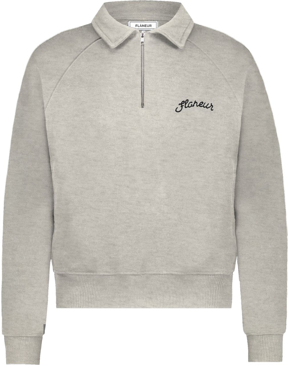 FLÂNEUR Signature Raglan Half Zip | Heather Cool Grey Grijs