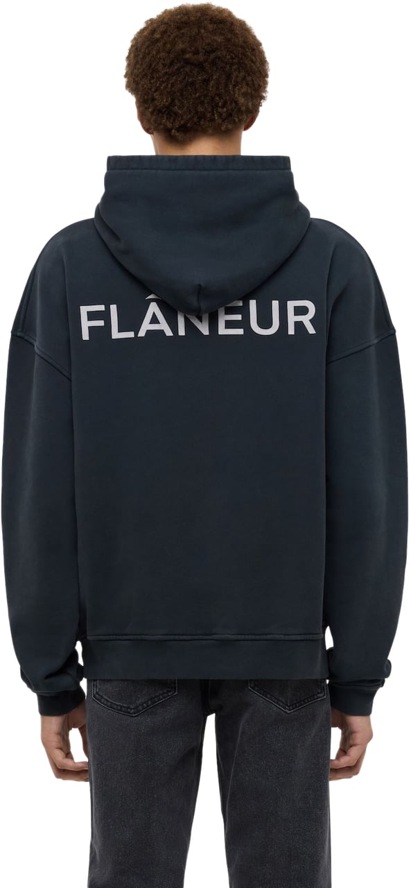 FLÂNEUR Washed Flâneur Hoodie (500GSM) | Black Zwart