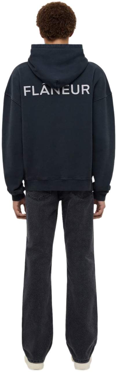 FLÂNEUR Washed Flâneur Hoodie (500GSM) | Black Zwart